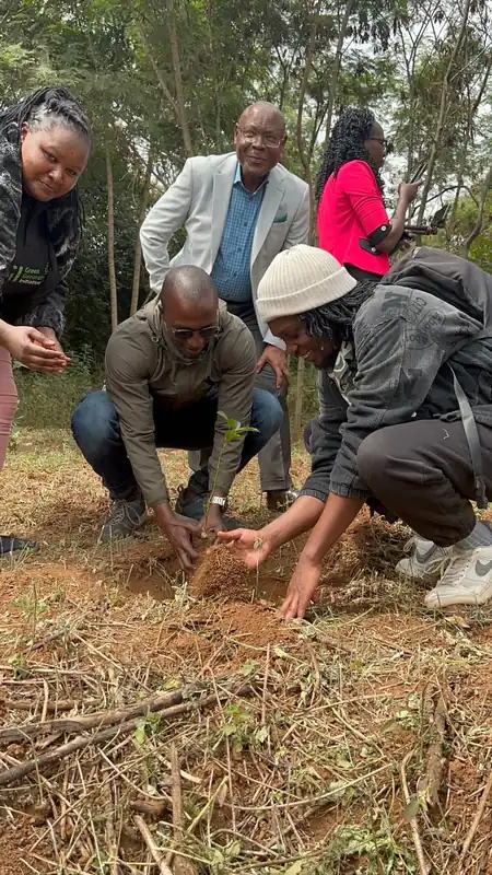 Community members planting a seedling during a tree day